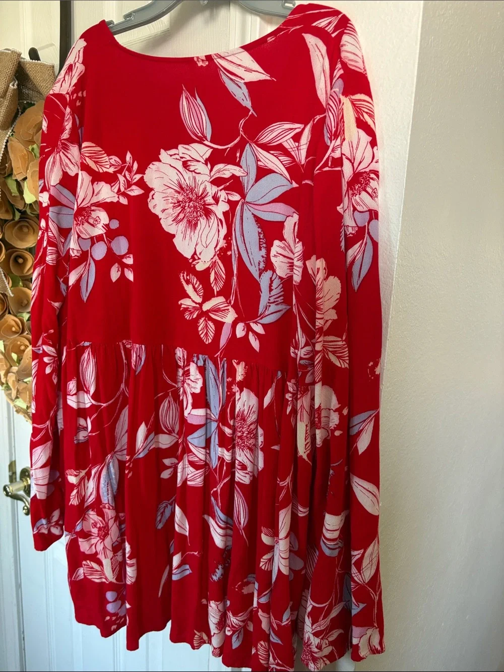 Free People Bella red floral tunic.